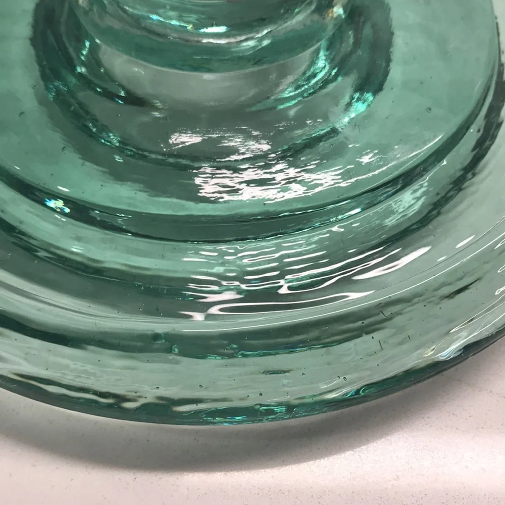 Recycled Vintage Green Glass Single Taper Candleholder - Picture 7 of 11